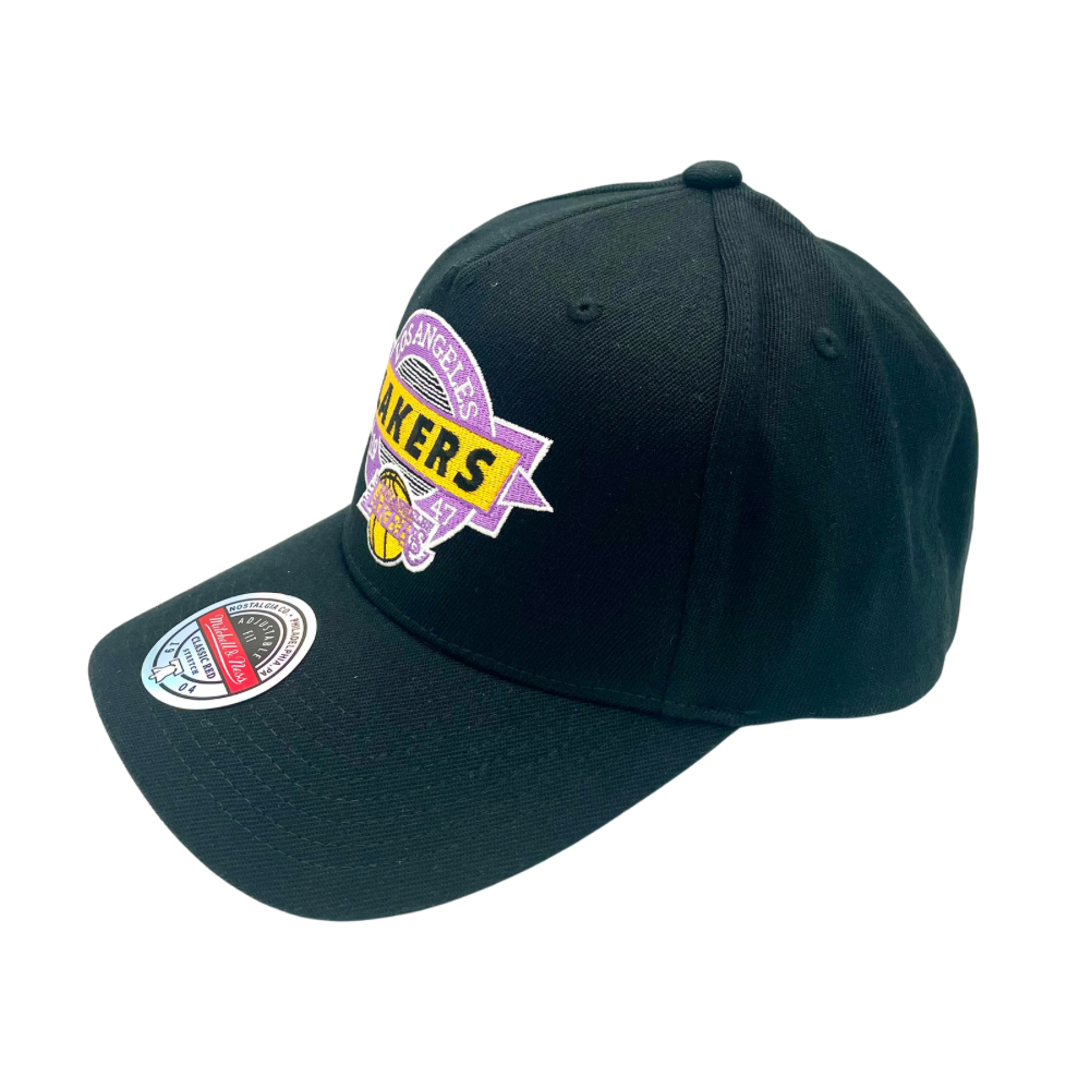 LA Lakers Hat - Black NBA Point Guard CR Stretch Snapback Cap - Mitchell & Ness